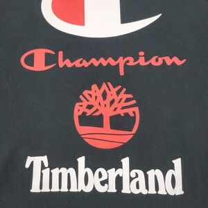 Champion x Timberland Long Sleeve Pullover‎ Shirt Mens Small S Black 100% Cotton
